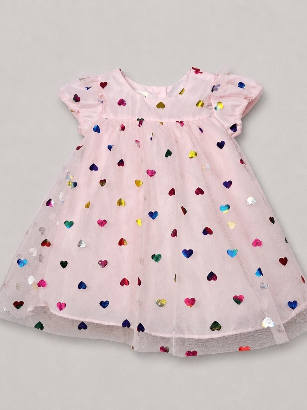 Mia & Mimi pink Tulle party dress with heart accents size 12 months like new!